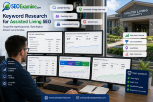 Keyword research strategy for improving assisted living facility search rankings.