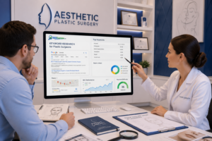Keyword research strategy for cosmetic surgery websites to improve Google search visibility.