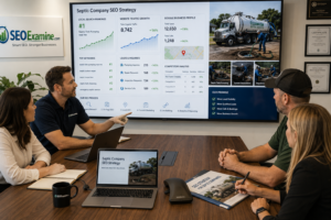 SEO team creating a data-driven strategy to help a septic service company generate more local leads