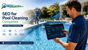 Pool cleaning company owner analyzing SEO performance and recurring customer growth