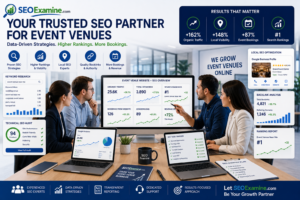 SEOExamine providing SEO for event venues to increase bookings and search visibility.