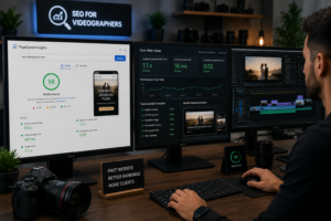 Technical SEO improving website speed and search performance for videographers.