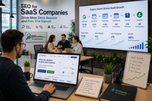 SEO strategy helping a SaaS company generate demo requests and free trial signup