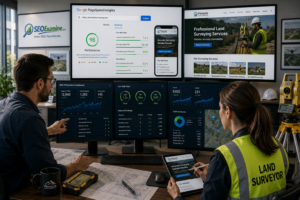 Optimized surveying website delivering fast performance and lead generation.